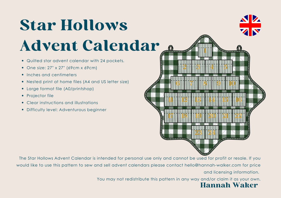 Star Hollows Advent Calendar Sewing Pattern